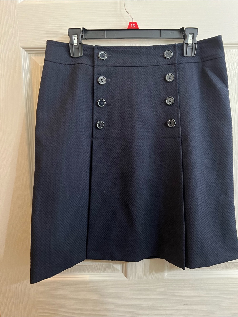 Le Suit Navy Double-Button A-Line Skirt 10P